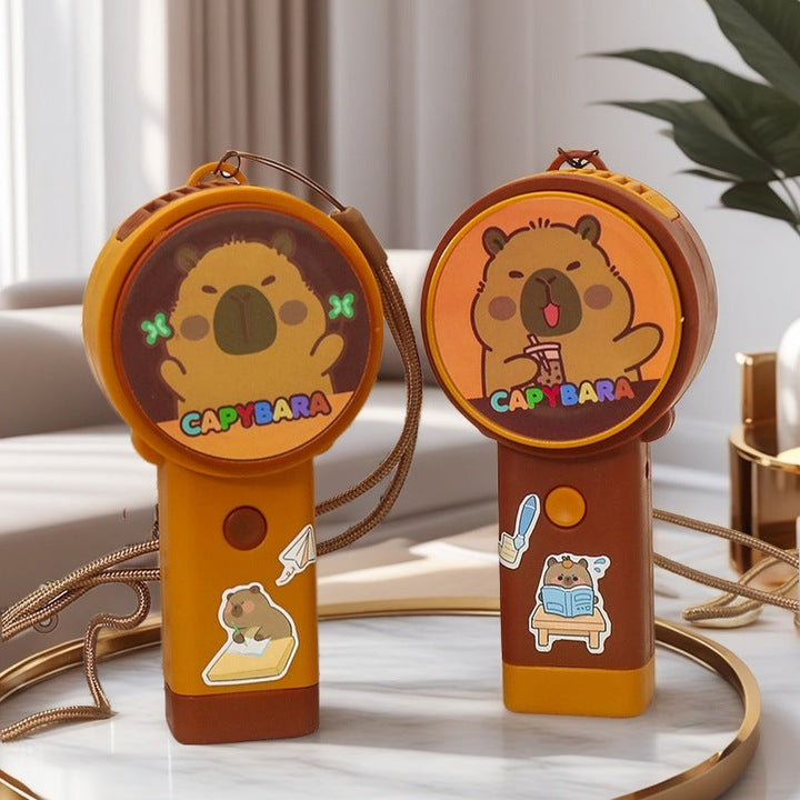 Søt capybara håndvifte for kvinner, USB-oppladbar, bærbar kjøling for sommeren.