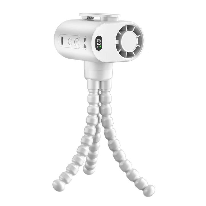 Lydsvak USB-drevet mini-vifte med stativ. Optimal for soverom, kontor, eller barnevogn.