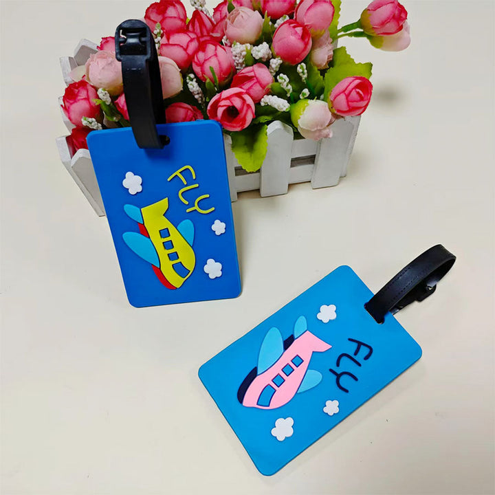 Svart unisex bagasjelapp i silikon med stilig flydesign, ideell for sikker reise og gjenkjenning.