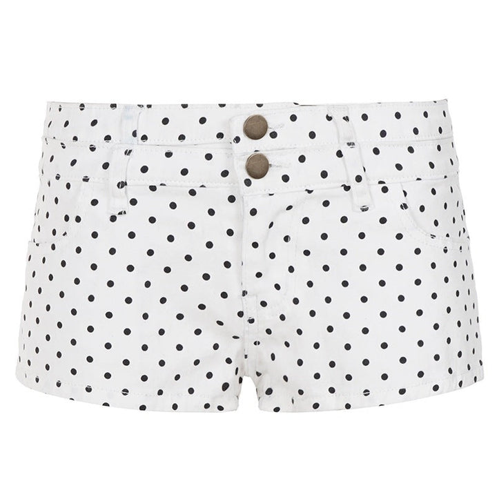 Komfortable og moteriktige prikkede shorts med høy midje for damer. Essential for sommergarderoben.