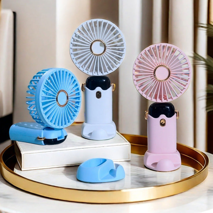 Bærbar håndvifte med batteri i moderne design for effektiv personlig kjøling, ideell for sommer og reise.
