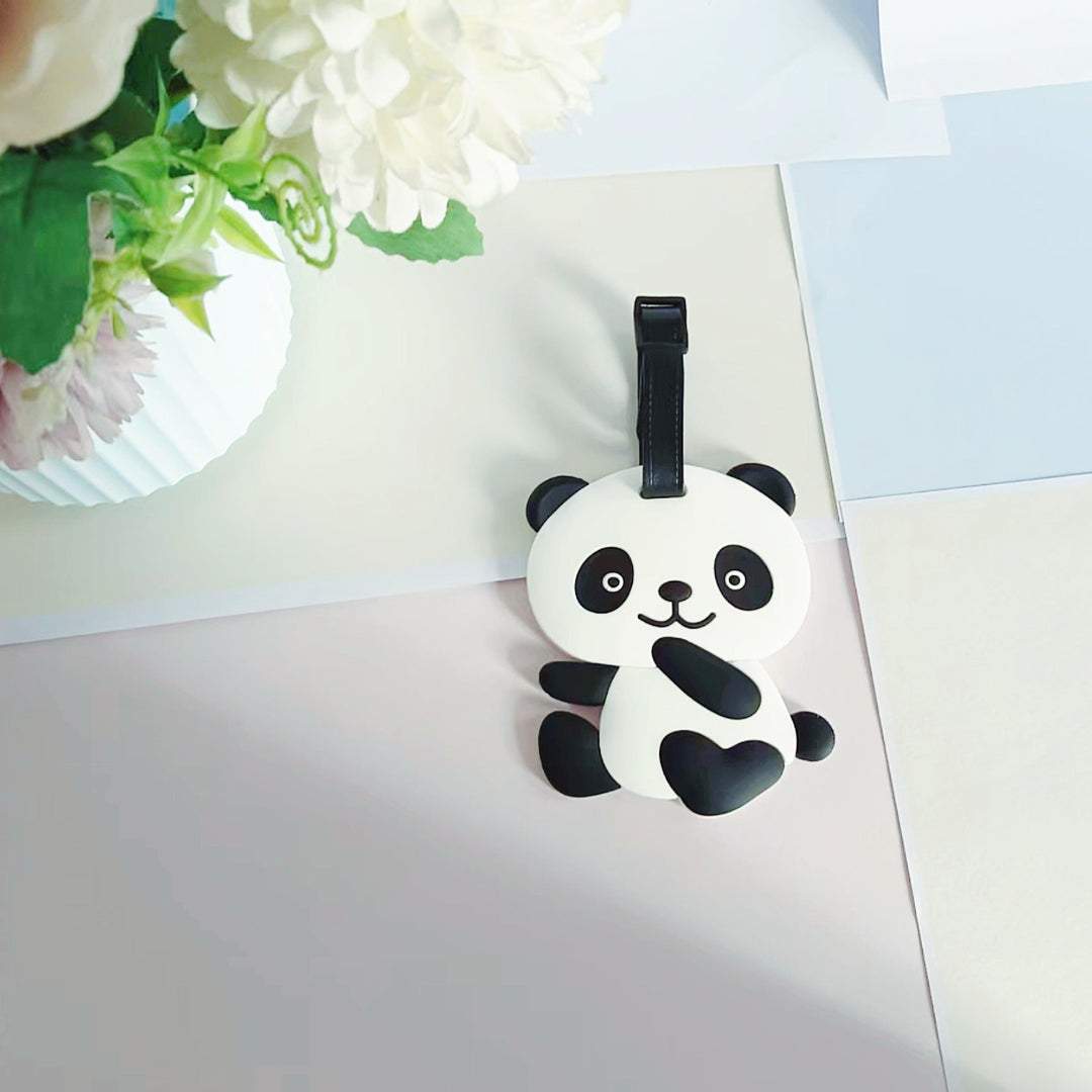 Fleksibel silikon bagasjelapp med ikonisk søt panda, et klart og morsomt tegn for rask bagasjeidentifikasjon.
