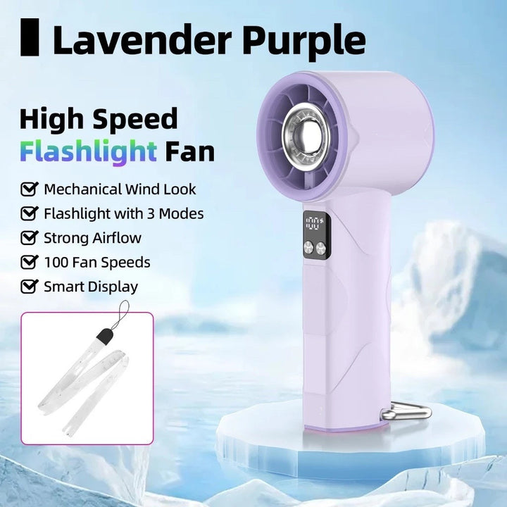 Kompakt dame håndvifte med rask kjøling og integrert lysfunksjon. En multifunksjonell gadget for varme dager.