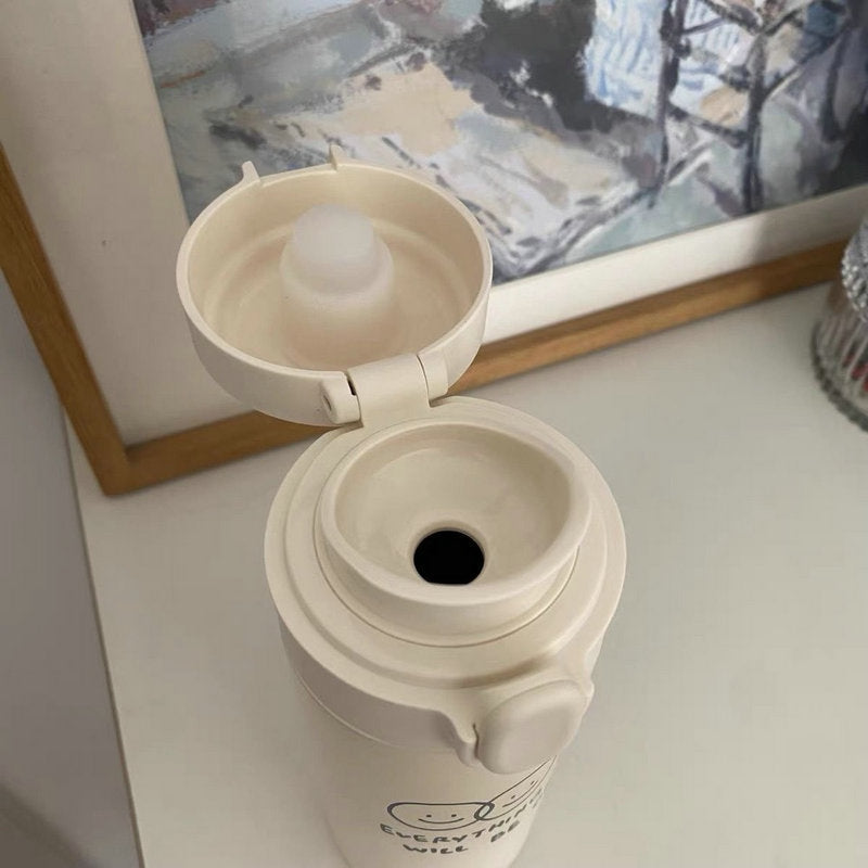 BPA-fri drikkeflaske for dame, 320ml, med sikkerhetslås. Isolerende termos med muntert design, ideell for sport.