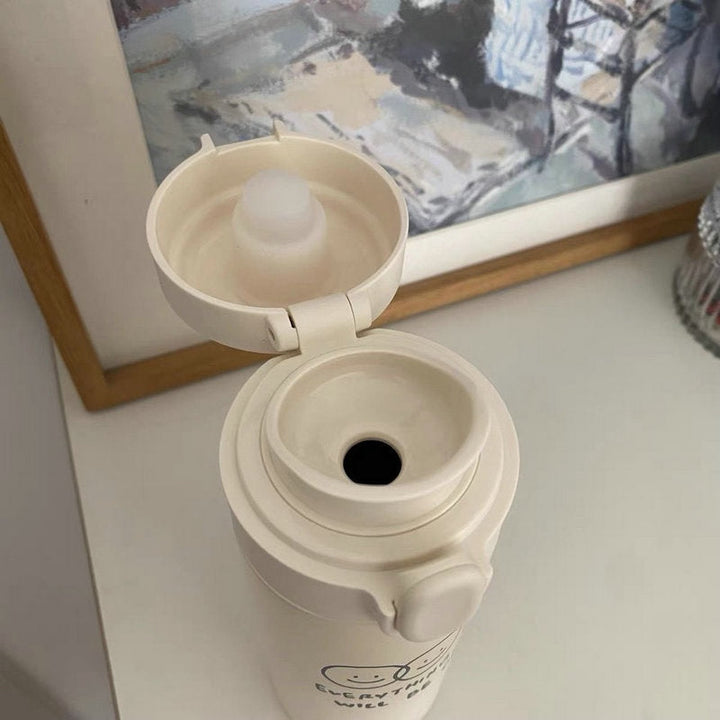 BPA-fri drikkeflaske for dame, 320ml, med sikkerhetslås. Isolerende termos med muntert design, ideell for sport.