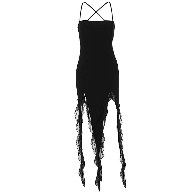 Festlig dame maxikjole, ideell for kveldsgalla eller bryllup, med elegant asymmetrisk fall.
