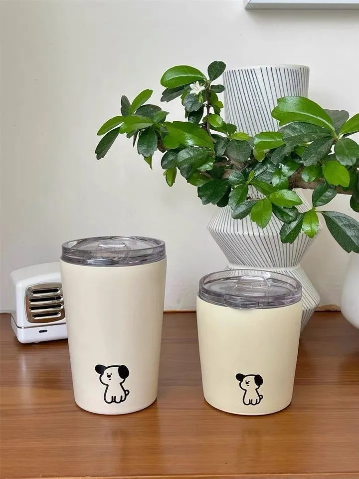 Kvinner isolasjonskopp med lekent dyredesign, perfekt for kaffe/te på reise. Praktisk 360 ml termokopp.