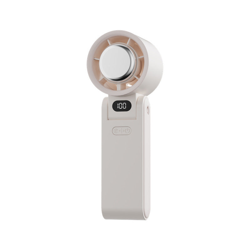 Hvit bærbar håndholdt vifte. Perfekt for personlig avkjøling hjemme, på reise eller kontoret. USB-oppladbar.