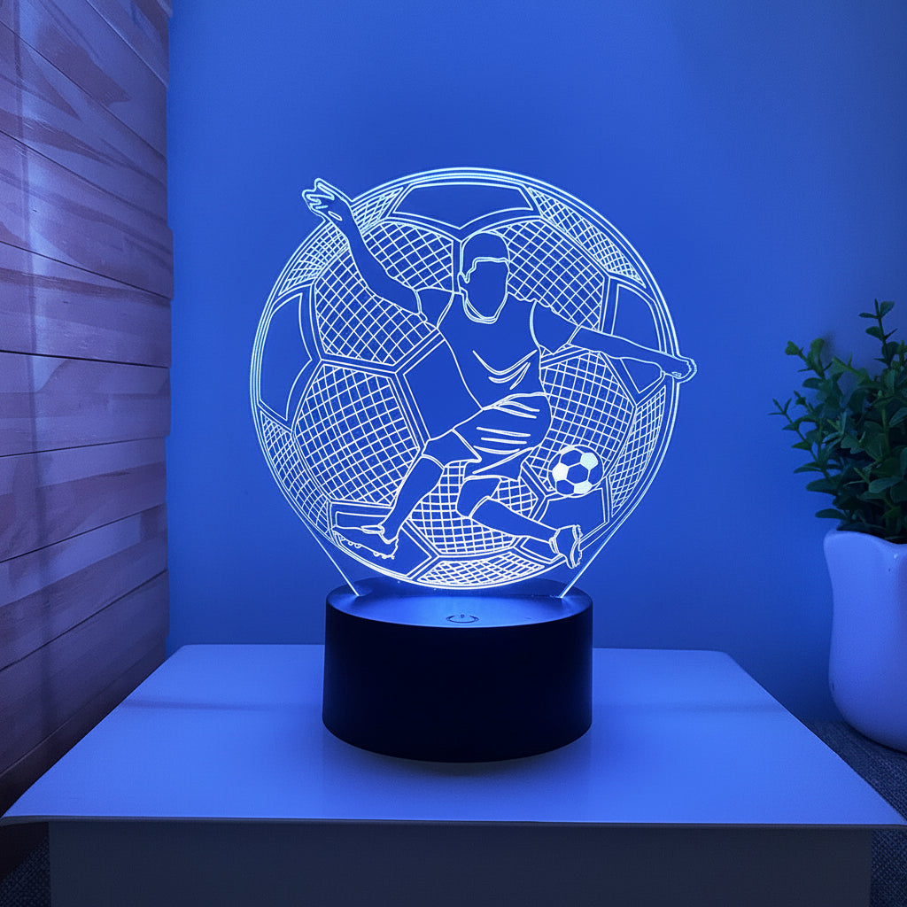 Unik gave: Fotball 3D illusjon LED lampe, romdekorasjon med 16 farger.