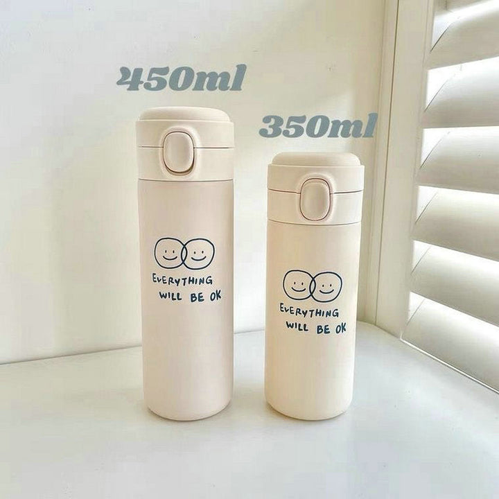 Dame isolert drikkeflaske 320ml med sikkerhetslås og muntert design for kontor & reise, lekkasjesikker.