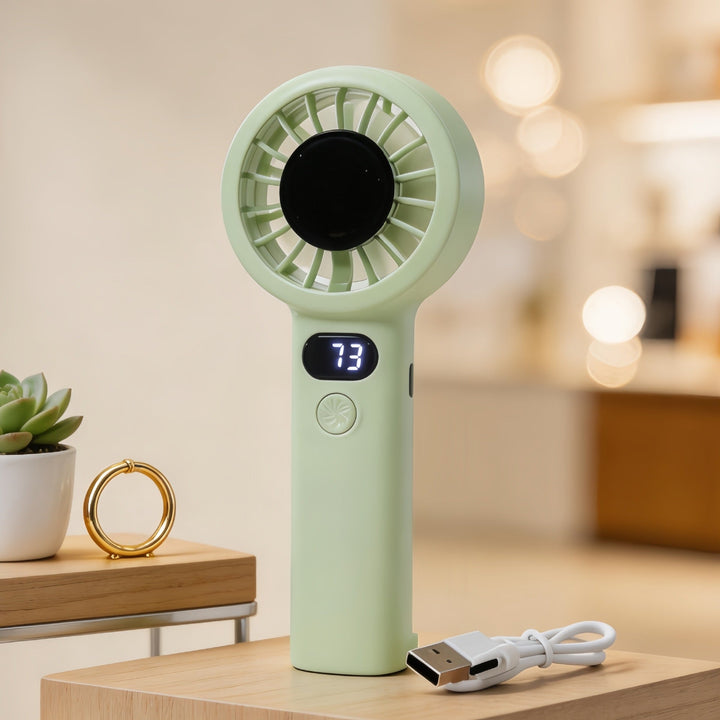 Perfekt bærbar vifte for sommer og reise, håndholdt design med klar digital visning.