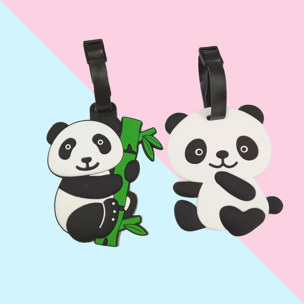 Unisex bagasjelapp med søt panda motiv i silikon, perfekt for enkel og rask bagasjeidentifikasjon.