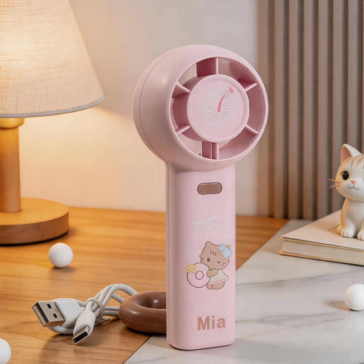 Trendy bærbar vifte med lekent dyremotiv. En flott personlig USB-vifte som holder deg kjølig i sommer.
