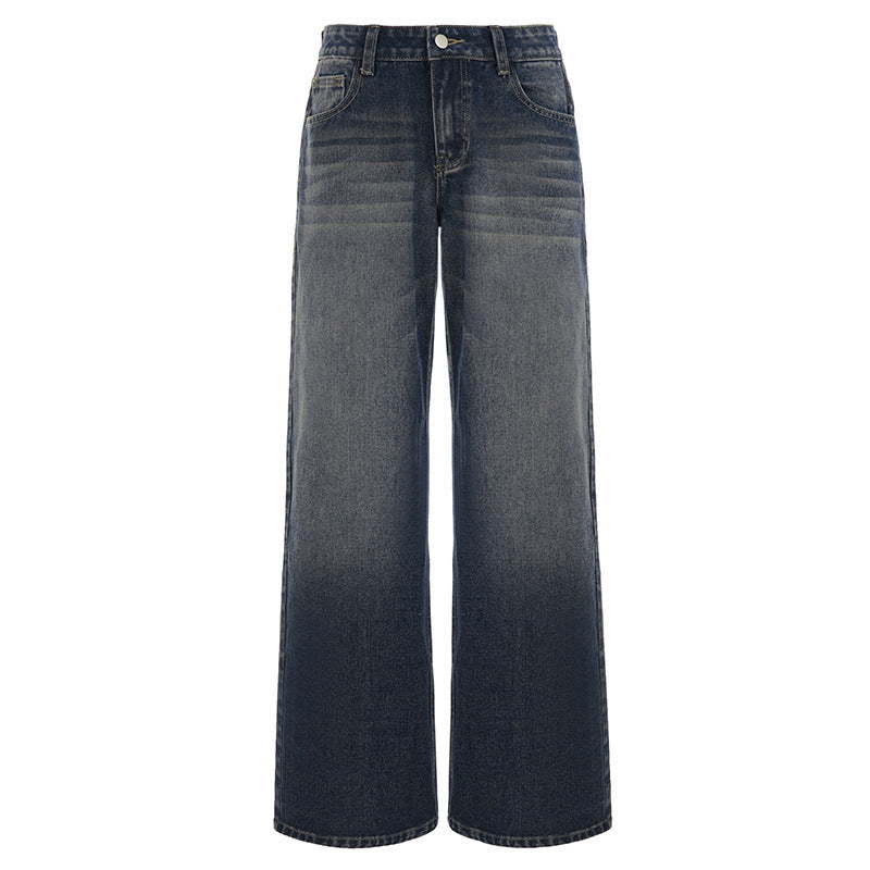 Myke dame jeans i denim med høy midje og avslappet passform, for stilren og komfortabel hverdagsbruk.