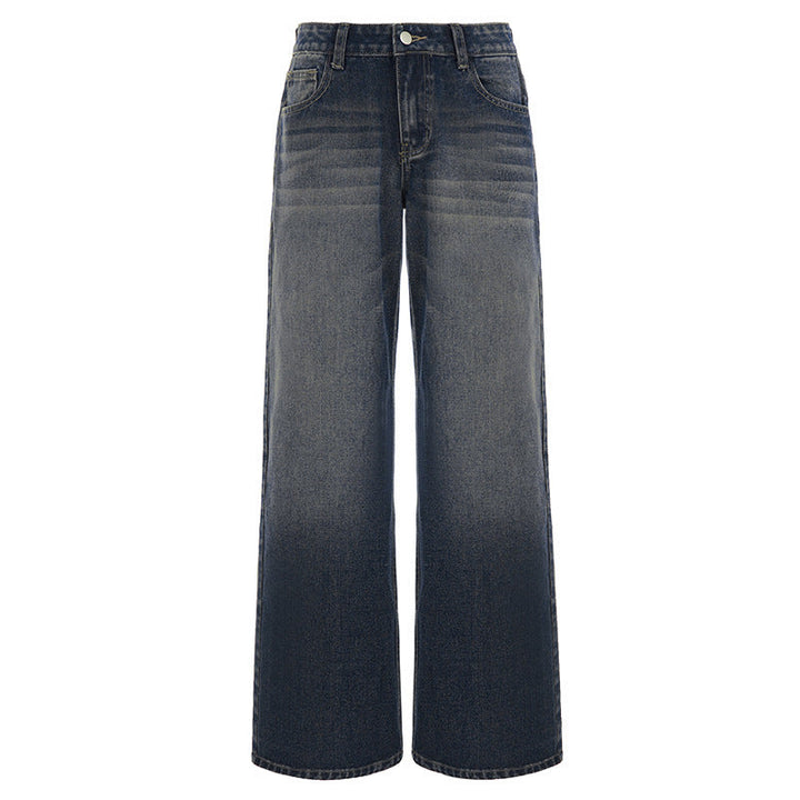 Myke dame jeans i denim med høy midje og avslappet passform, for stilren og komfortabel hverdagsbruk.