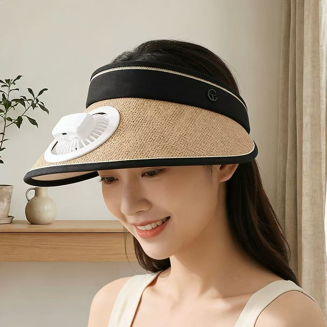 Stilig unisex stråhatt med avtakbar vifte, perfekt for uteaktivitet og reise i solskinnet.