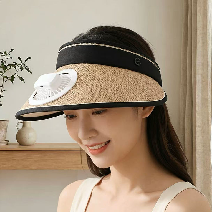 Stilig unisex stråhatt med avtakbar vifte, perfekt for uteaktivitet og reise i solskinnet.
