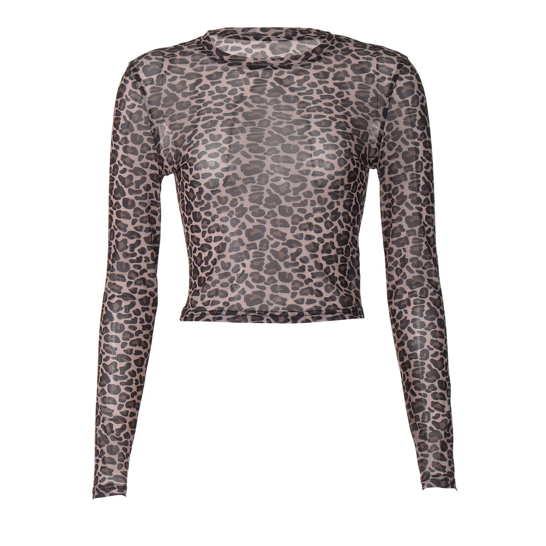 Moteriktig damer bluse med leopardsmønster. Langermet skjorte med elegant, tettsittende design for fest og hverdag.
