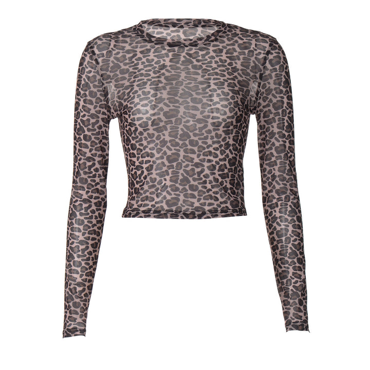 Moteriktig damer bluse med leopardsmønster. Langermet skjorte med elegant, tettsittende design for fest og hverdag.