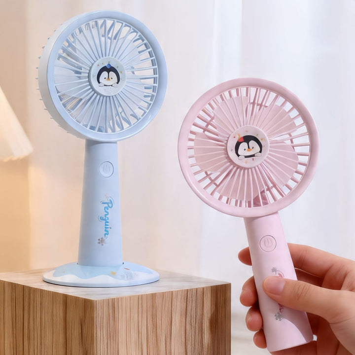 Minivifte med justerbar hastighet, ideell for kjølig komfort på reise, kontor eller utendørs. Kompakt design.