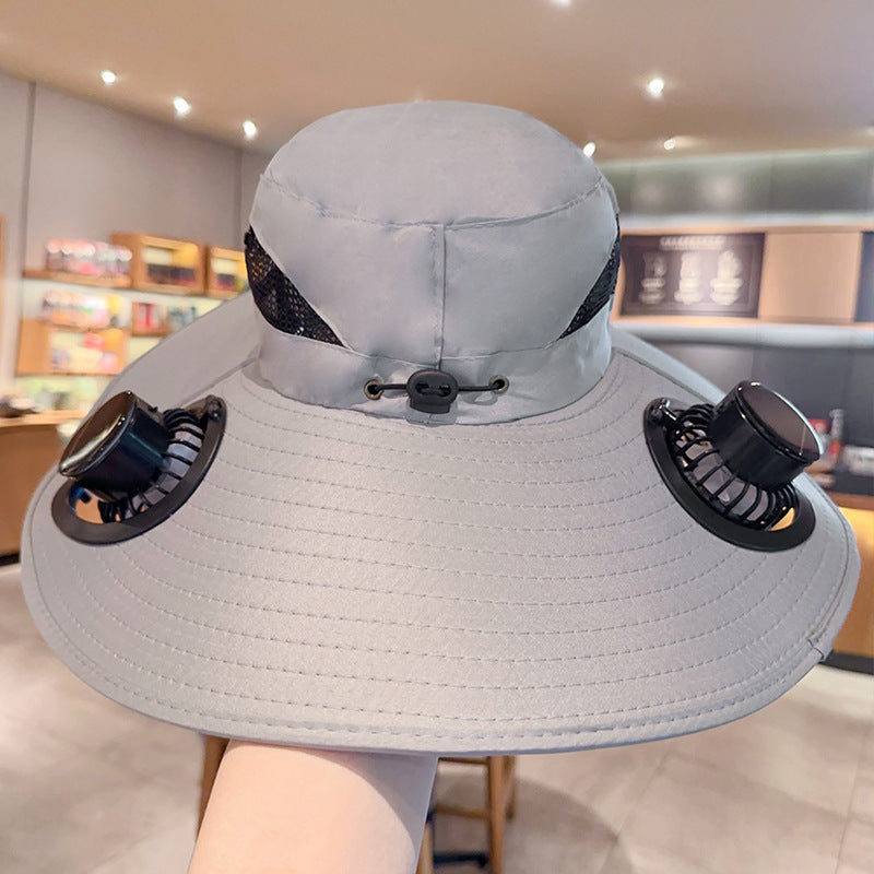 Premium unisex solhatt med bred skygge og vifte; gir kjølig, justerbar komfort og UV-beskyttelse.