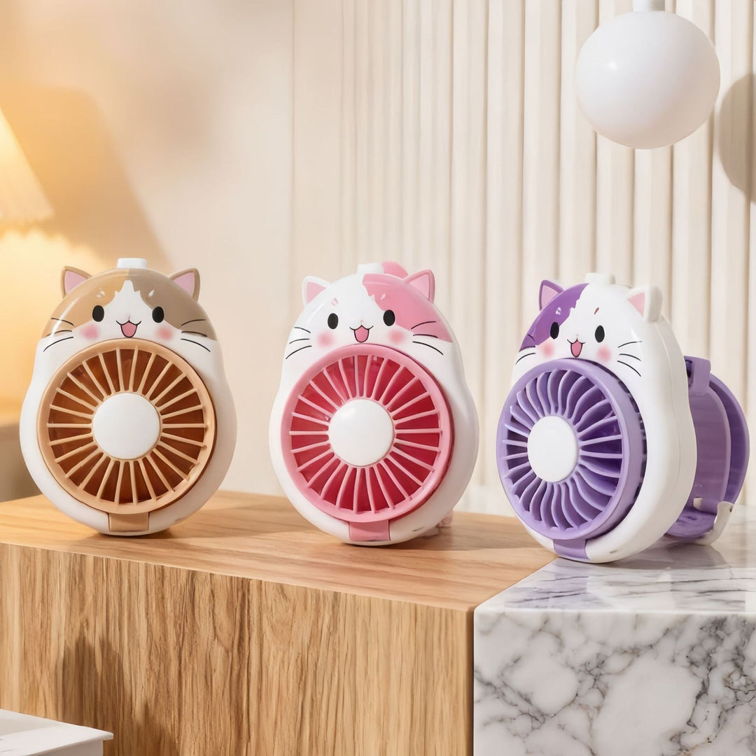 Kjøl deg ned med en bærbar håndvifte med hundedesign. USB oppladbar for bruk hvor som helst.