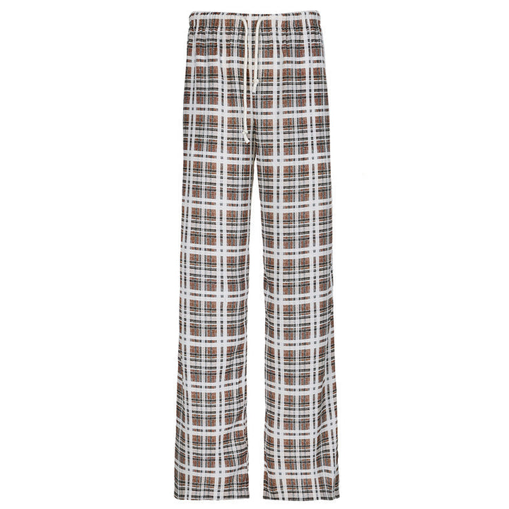 Allsidig rutete komfortbukse for dame, ideell som strandbukse, loungebukse eller pyjamasbukse.