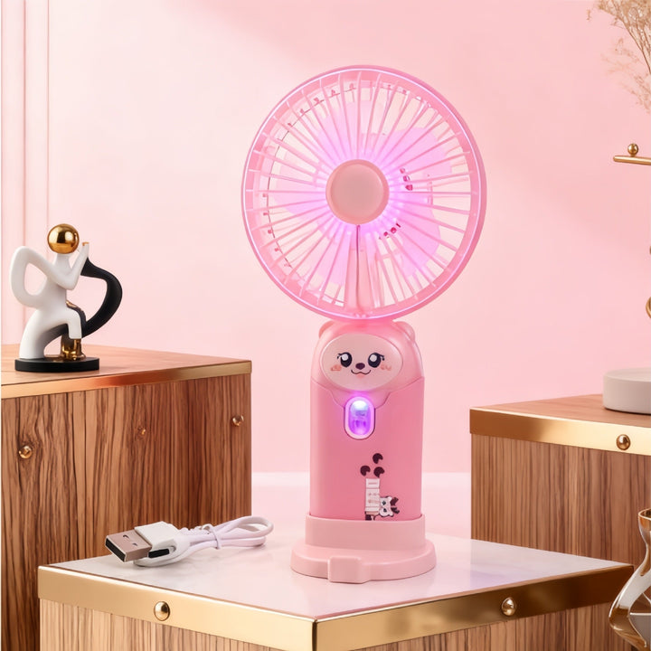 Håndholdt LED-vifte med dyredesign, gir rask kjøling overalt.