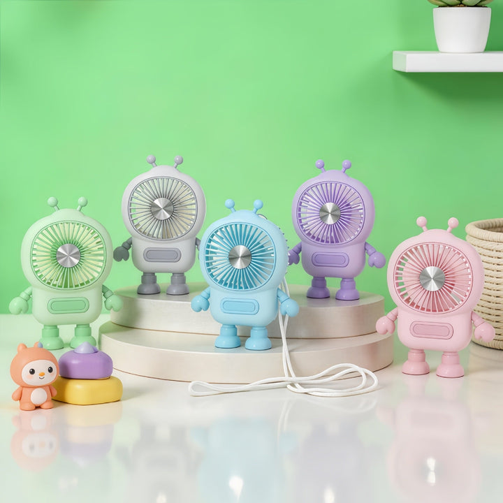 Kreativ robotdesign minivifte, unisex, perfekt for rask kjøling i sommer. Praktisk USB-drevet gadget.