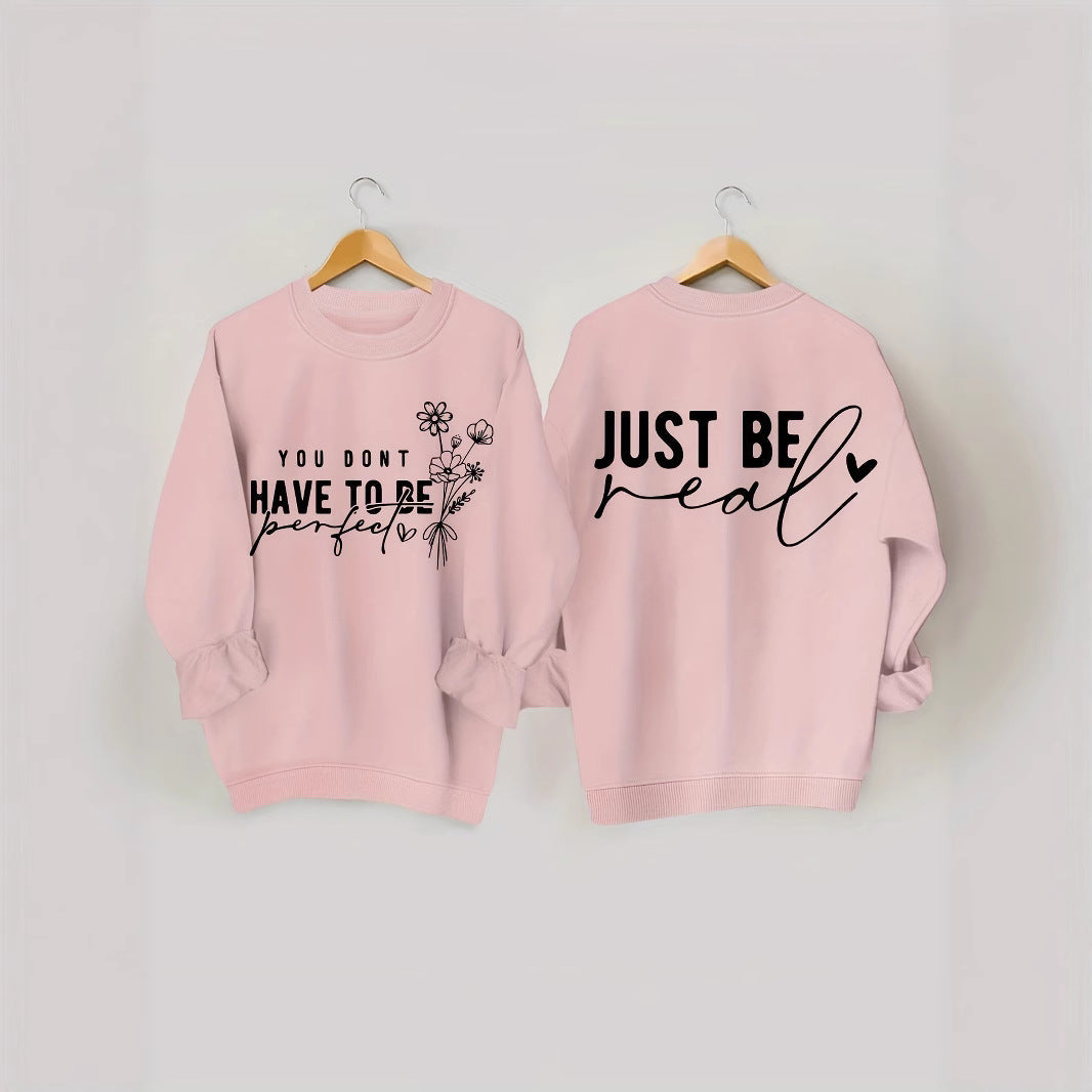 Langermet pullover damegenser med inspirerende tekst. Myk og casual for alle anledninger.