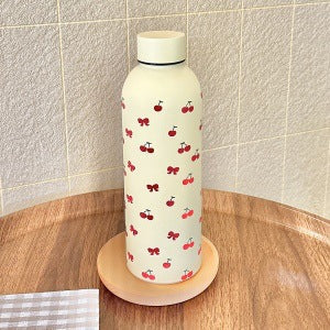 Miljøvennlig isolert drikkeflaske, 500ml, for dame, med elegant blomsterprint. Gjenbrukbar termos.