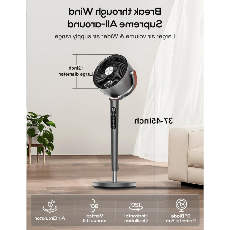 Elegant smartvifte i svart design med intelligent kontroll og fjernkontroll, for bedre inneklima.