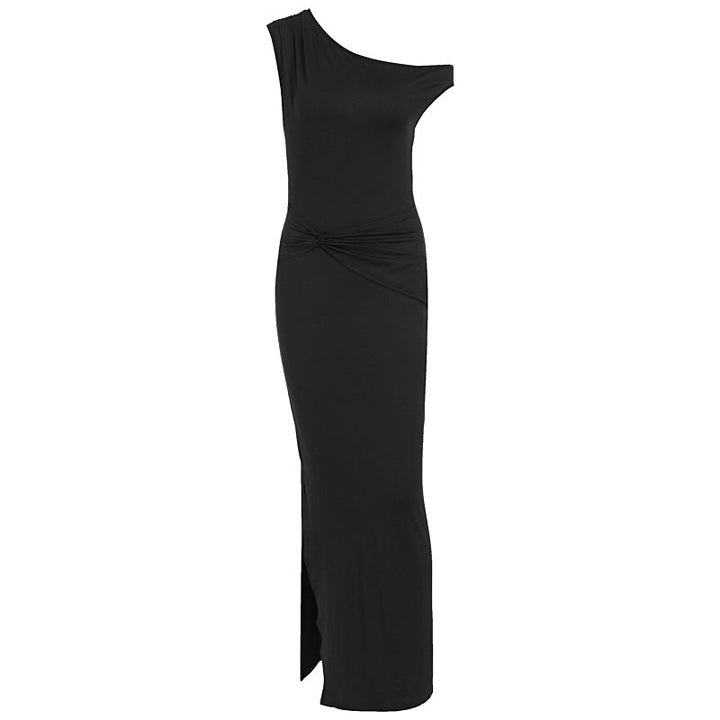 Formell off-shoulder maxikjole for damer, elegant design, ideell som bryllupsgjestkjole.