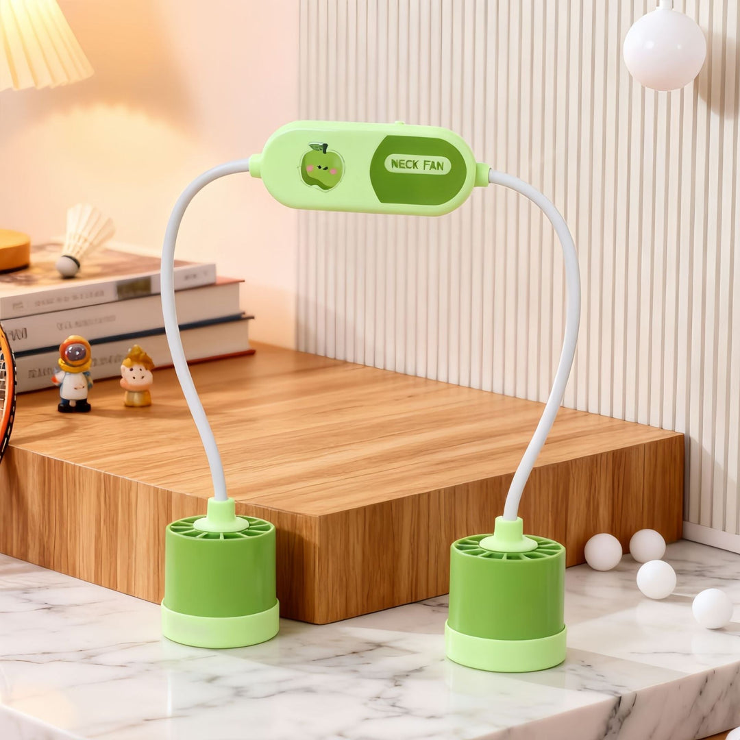 Stilfull dame nakkevifte, fleksibel og USB-oppladbar for effektiv personlig kjøling om sommeren.