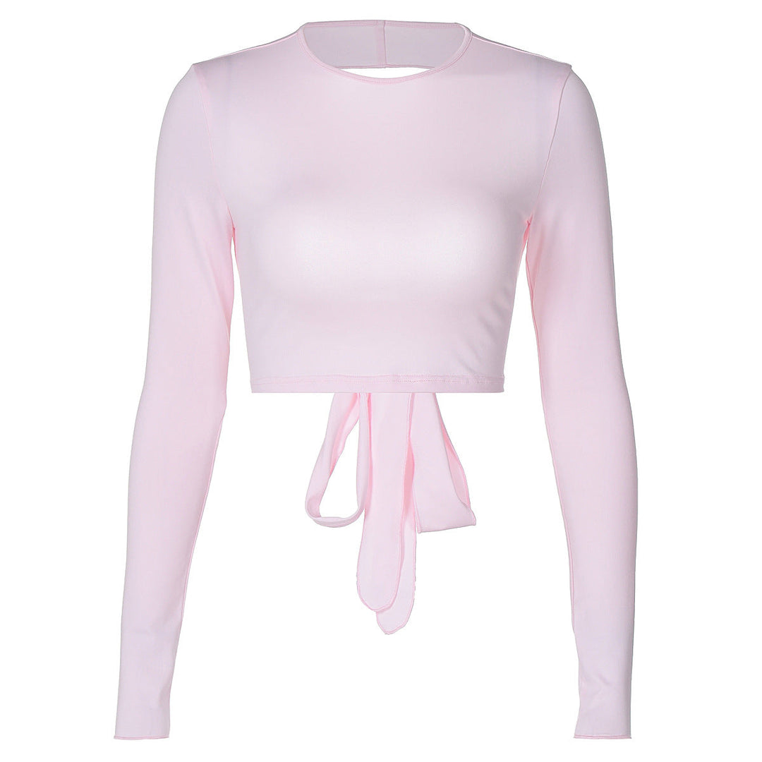Allsidig dame topp, langermet og cropped. Perfekt som stilfull fritidsklær eller for en mer pyntet look.