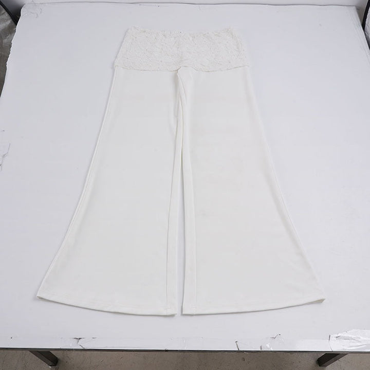 Moderne vide palazzo-bukser for damer, designet med blonder i midjen for en unik og elegant touch.