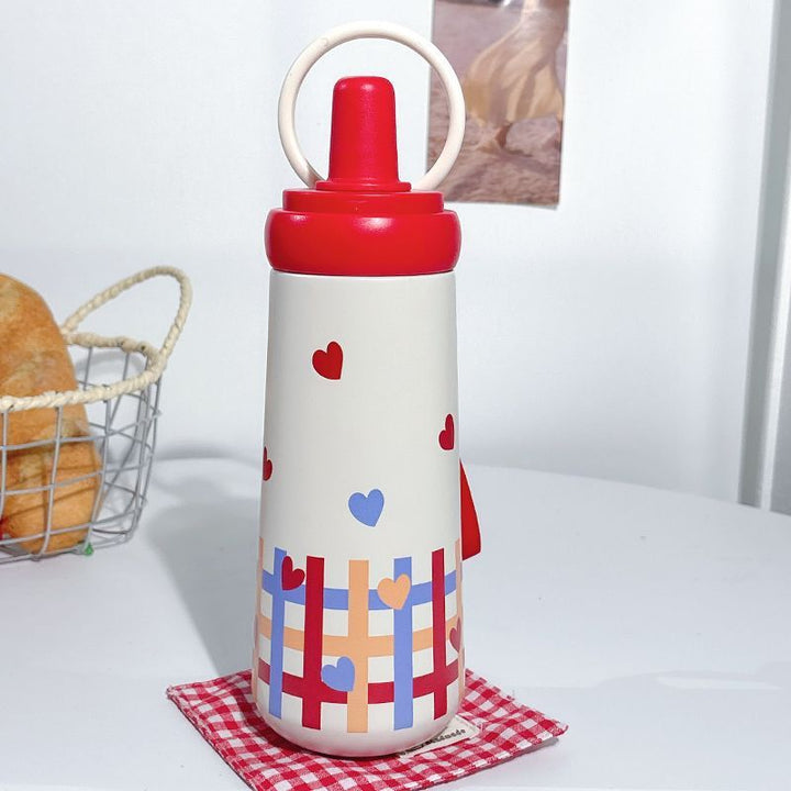 Stilren dame vannflaske, 600 ml, med unikt sløyfedesign. Ideell for daglig bruk og motebevisste kvinner.