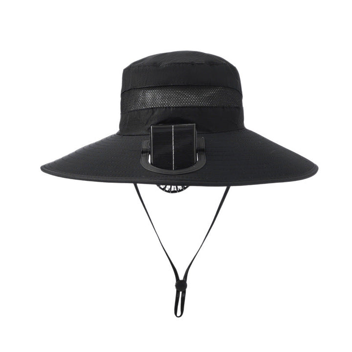 Unisex fiskehatt med UV-beskyttelse og solcellevifte, perfekt for lange dager ved vannet.