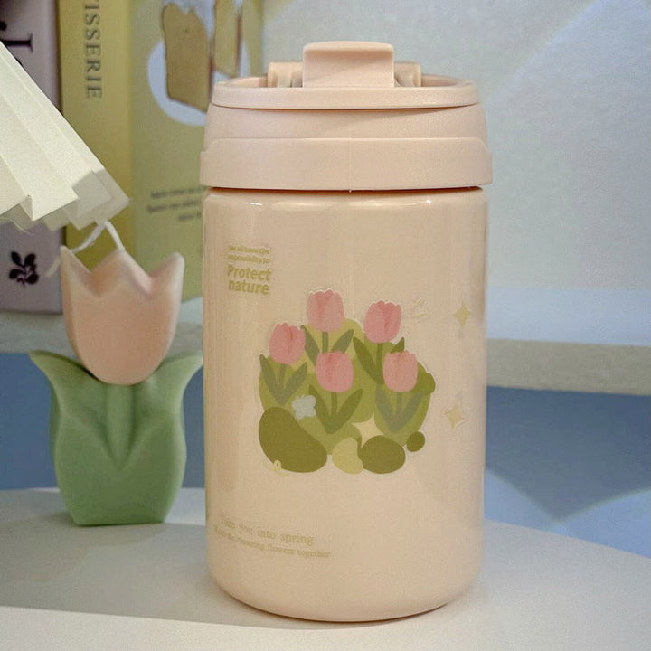 Innovativ 700ml BPA-fri termokopp. Grønn, selvforseglende isolert kopp, ideell for dame, reise og kontor.