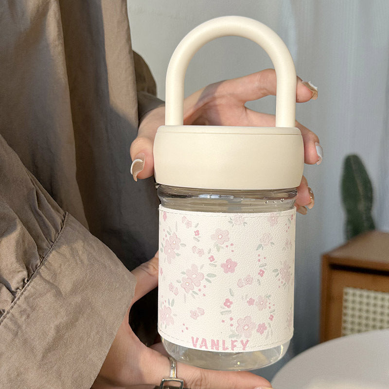 Lekent drikkebeger for kvinner, 420 ml. Søtt hundedesign i blått, lekkasjesikker og bærbar kopp for alle dager.