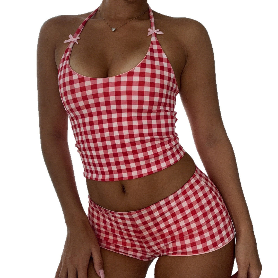 Dame Gingham Badedrakt med Justerbare Stropper