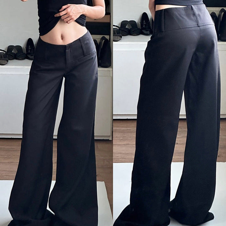 Dame vide svarte chinos med høyt liv og sidelommer, perfekt for vår og sommer.