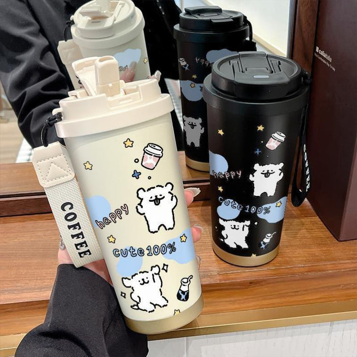 Reisekopp for dame, 500ml, holder drikke varm/kald. Slitesterk rustfri stål, ideell for kaffe.