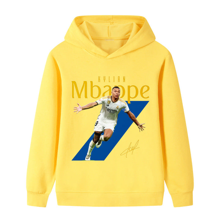 Mbappé fritidsgenser for ungdom, en populær fotball hoodie for avslappede dager og lek.