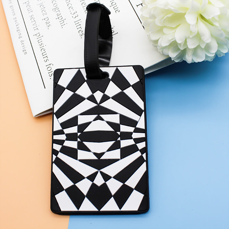 Trendy geometrisk bagasjelapp for dame, ideell for koffert og håndbagasje, praktisk reisetilbehør.
