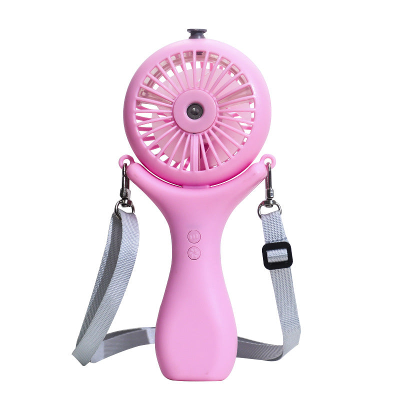 Liten oppladbar håndvifte med USB-lading i rosa, ideell for rask avkjøling på farten.