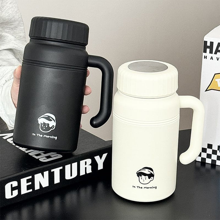 Dryppfri termoskanne for kvinner, 1000ml. Holder te/kaffe varmt lenge. Ergonomisk håndtak, ideell for tur.