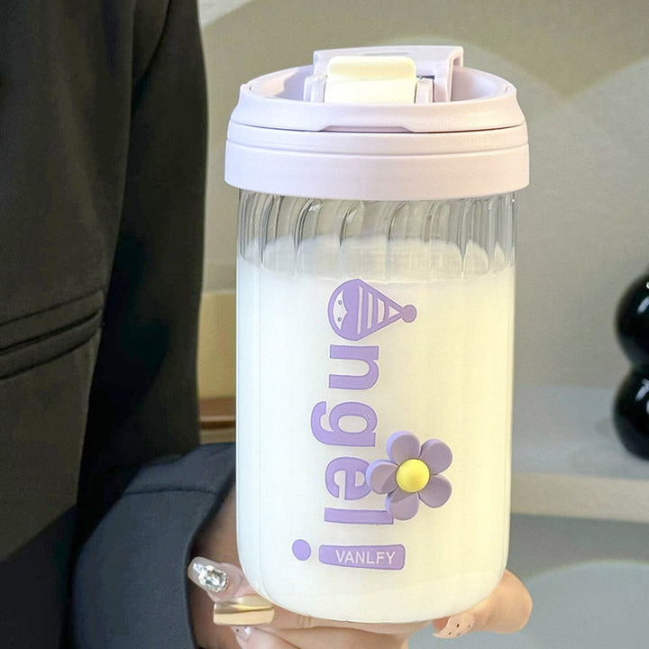 Grønn isolert 500ml drikkeflaske for kvinner med elegant blomsterdesign, ideell for reise og kontor.