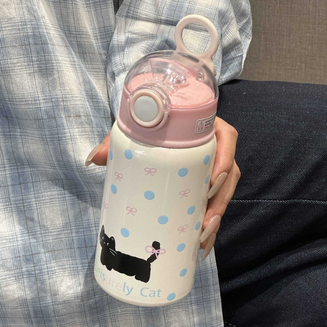 Morsom 500ml drikkeflaske med dyremotiv for kvinner. BPA-fri og lekkasjefri for daglig bruk, en gjenbrukbar flaske.
