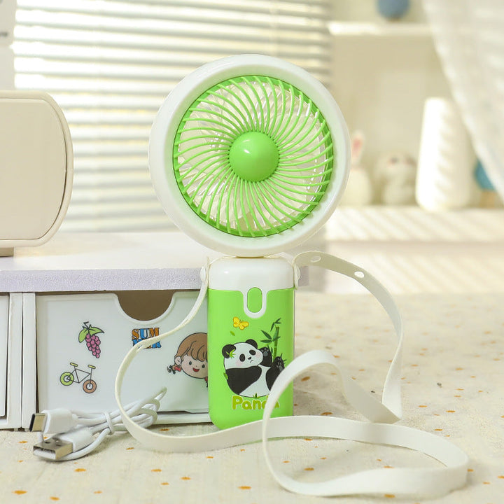 Søt håndvifte med USB-lading og panda design. En bærbar minivifte for avkjøling, perfekt for sommerbruk.